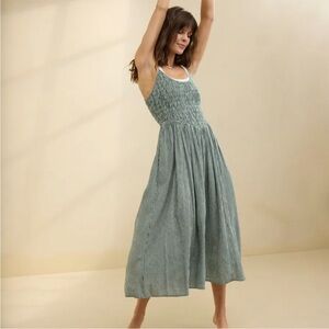 Aerie At The Barre Green Gingham Midi Dress